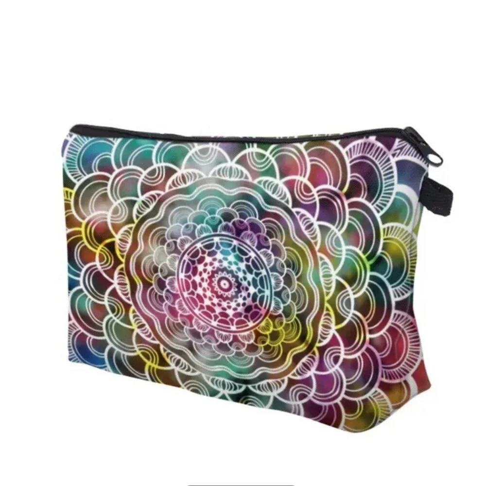 Soft Colorful Mandela boho‎ zip makeup bag pouch